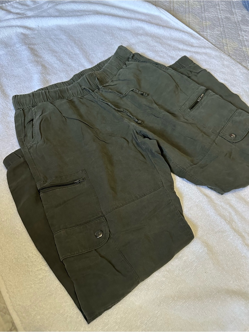 Men's Elastic Waist Cargo Pants - Olive Green